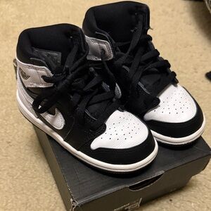Jordan Kids Black and White High-Top Sneakers
